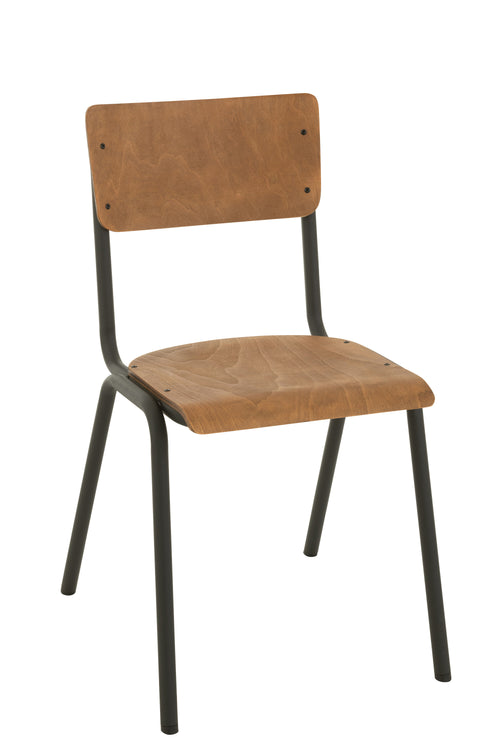 J-Line stoel - hout/metaal - bruin