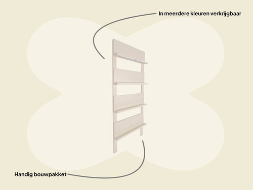 MaximaVida wandrek Jamie ivoor boekenrek - tijdschriftenrek - 180 x 80 cm