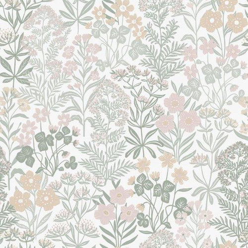Borastapeter behang veldbloemen licht roze en groen - 53 cm x 10.05 m - 660350 - vtwonen shop
