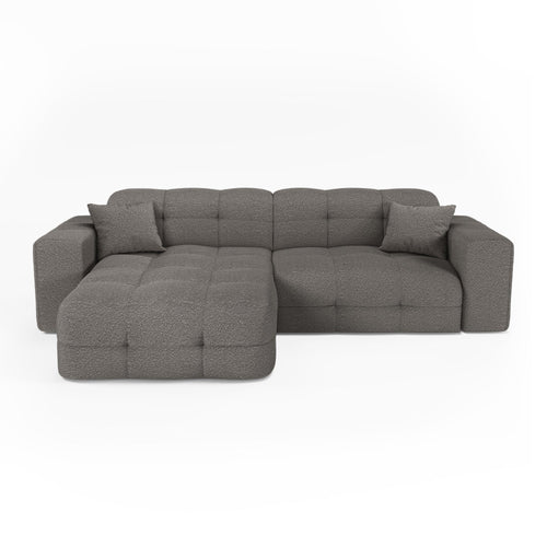 Premium Interiors - Hoekbank links COCOON - bouclé-stof grafietgrijs 230cm
