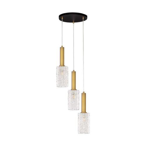 Nova Luce CERTA Hanglamp met cluster, transparant, gestructureerd, goudkleurig, E27 fitting, 3x12W