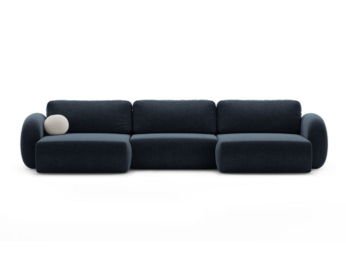 Cosmopolitan Design Converteerbare panoramische bank met opbergdoos Tonale 5-zits, chenille marineblauw - 149x362x88cm