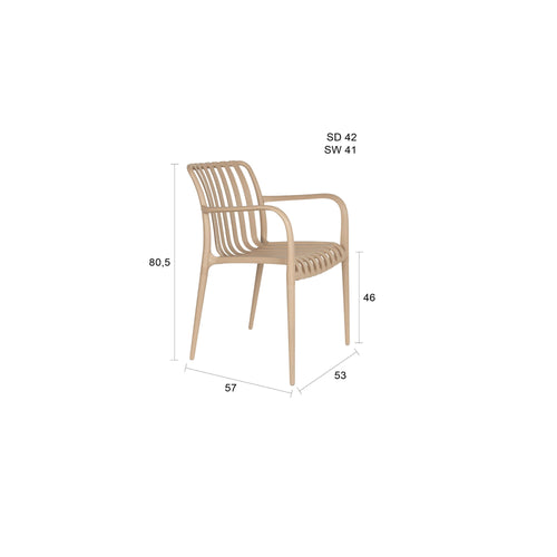 Housecraft Living Amae Tuinstoel Armleuning Kunststof Beige - Set van 4