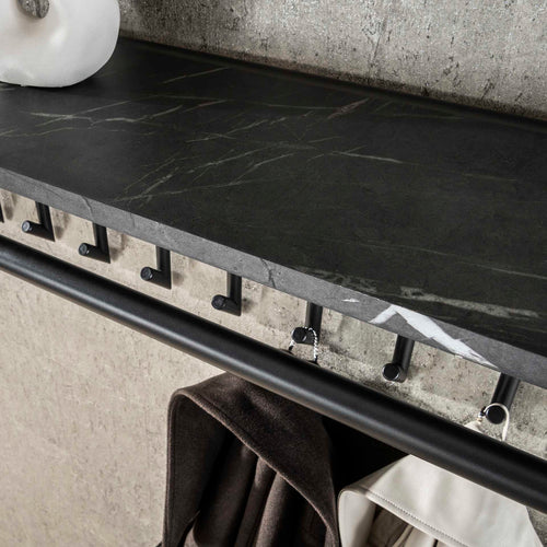 Giga Meubel Kapstok Roede - Zwart Metaal - 10 Haken - 100x27x30cm