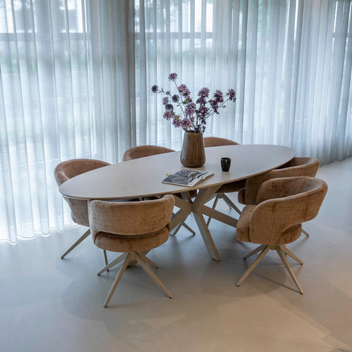 DÉJA Living Eettafel Gimo - Ovaal Beige HPL - 240x100x76cm