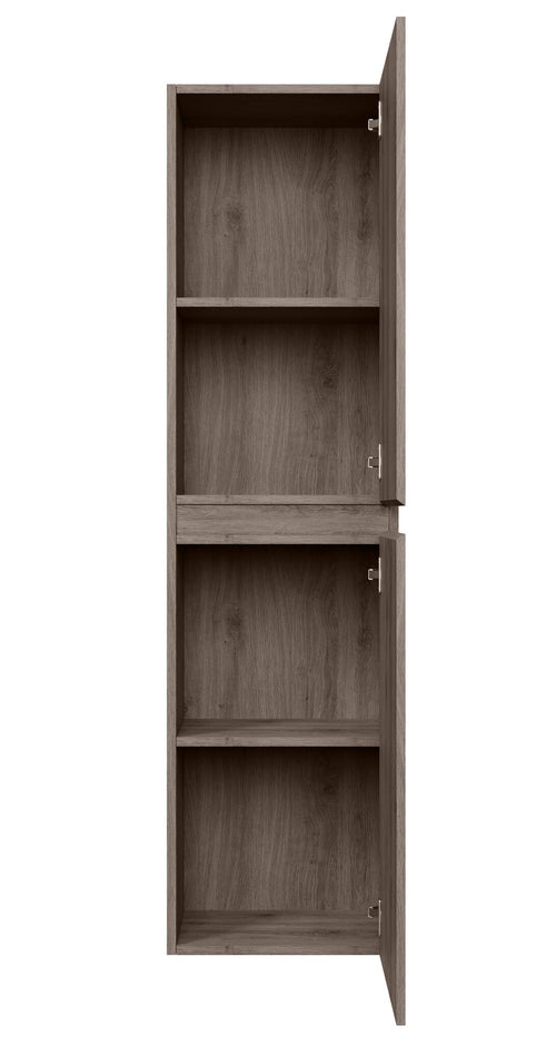 Badplaats Badkamerkast Angela 40 x 30 x 150 cm – Bruin Eiken – Hangende Kolomkast met 2 Deuren