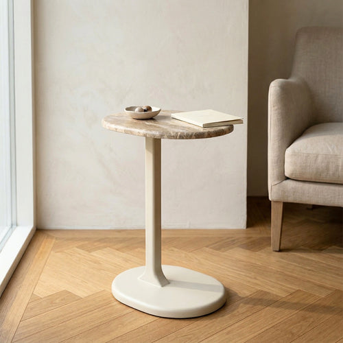 DÉJA Living Bijzettafel Jurva - Beige/Marmer - 40x30x55cm