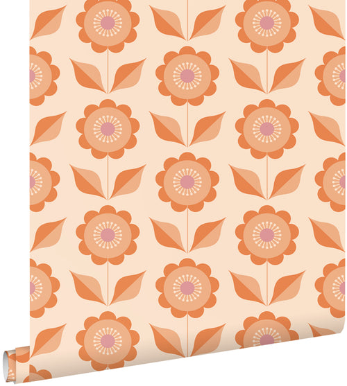 ESTAhome behang bloemen oranje - 50 x 900 cm - 130977 - vtwonen shop