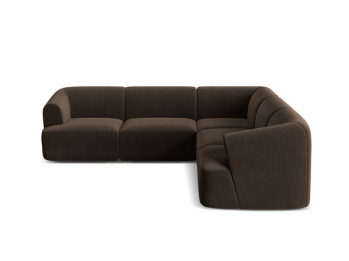Cosmopolitan Design Symmetrische modulaire hoekbank Campi 6-zits, flueel chocolade - 255x255x70cm