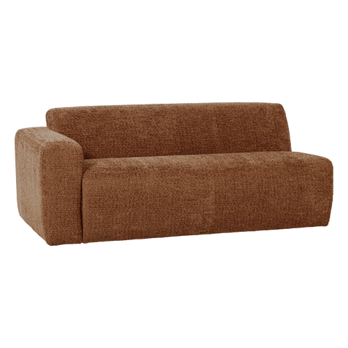 WOOOD 2-zits bank arm links Mojo Base - Wollig - Roestbruin - 74x185x97
