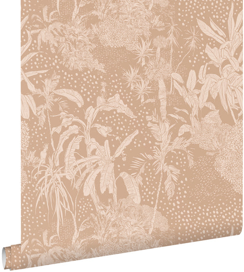 ESTAhome behang tropische bladeren terracotta roze - 50 x 900 cm - 139889 - vtwonen shop