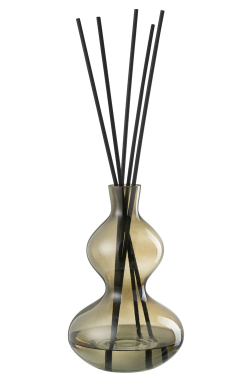 J-Line geurstokjes Olive & Frank Incense - glas - groen - large