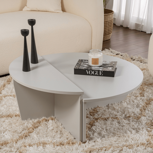 Calicosy - ORION Set van 2 salontafels - Licht hout - 90x90x35 cm