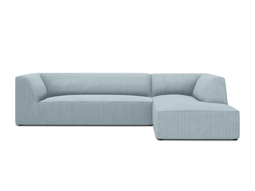 Micadoni rechter hoekbank Ruby 4-zits, ribfluwelen, lichtblauw - 180x273x69cm