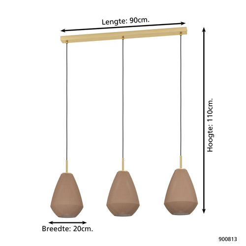 EGLO hanglamp Caprarola - e27 - 90 cm - zand/koper - satijn glas - vtwonen shop