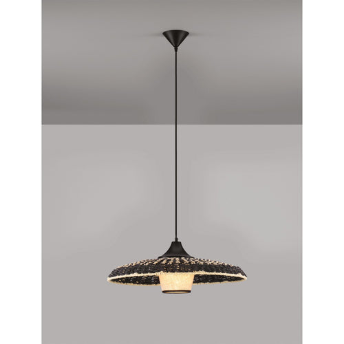 Nova Luce CAPA Dome hanglamp voor plafond, natuurlijk, zwart, E27, 1x12W