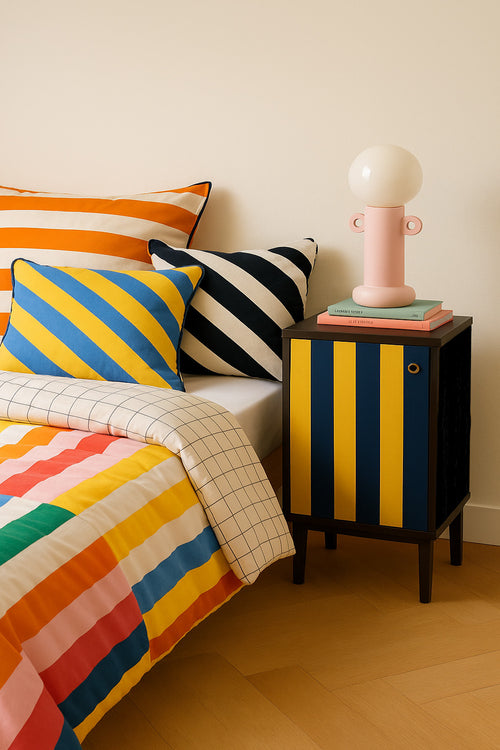 Really Nice Things - Nachtkastje - William - Gele en blauwe strepen