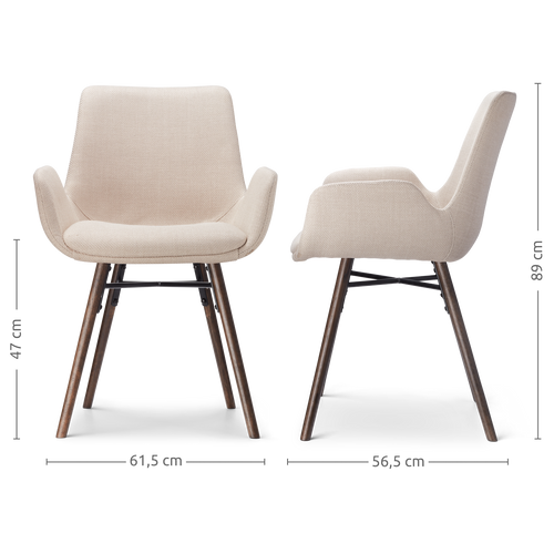 Nolon Nena-Eef Eetkamerstoelen Set van 2 - Beige - Walnoot Hout - vtwonen shop