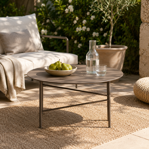 Lisomme Mila metalen tuin salontafel taupe - Ø70 cm