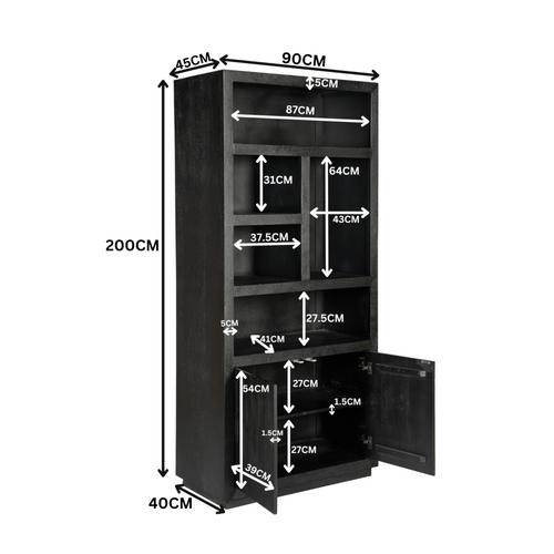 Starfurn  vakkenkast Brussel - zwart - 45x90x200cm - vtwonen shop