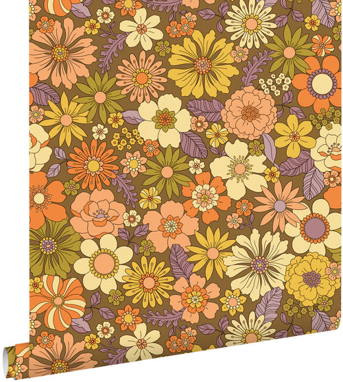 ESTAhome behang retro bloemen terracotta - 50 x 900 cm - 131809
