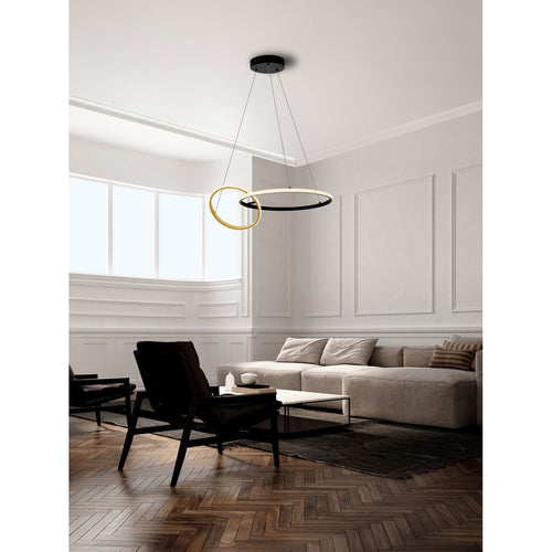 Nova Luce IMAR Geïntegreerde LED-hanglamp voor plafond, zandzwart, goudkleurige Triac dimbare LED 36W 1620lm 3200K