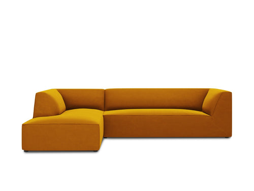 Micadoni linker hoekbank Ruby 4-zits, flueel, geel - 180x273x69cm
