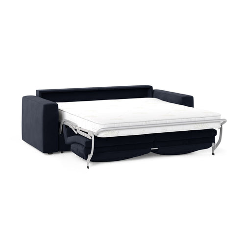 Cosmopolitan Design - Converteerbare bank Grena 3-zits, flueel koningsblauw - 100x205x90cm