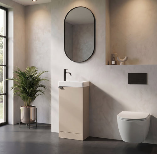 Badplaats Toiletmeubel Orion 40 x 22 cm – Beige – Fonteinmeubel met Wastafel