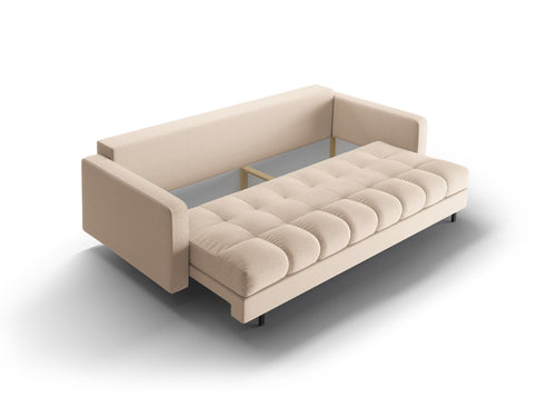 Cosmopolitan Design Slaapbank met opbergdoos Bali 3-zits, structurele stof beige - 84x222x105cm