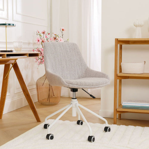 Nolon Nout-Isa Bureaustoel Beige Gemêleerd - Stof - Wit Onderstel - vtwonen shop