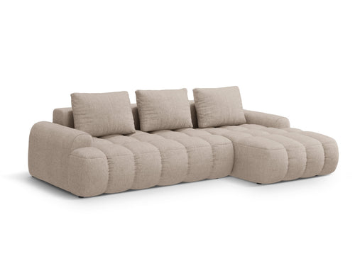 Cosmopolitan Design Converteerbare hoekbank rechts met opbergdoos Linz 3-zits, structurele stof zand - 142x275x84cm