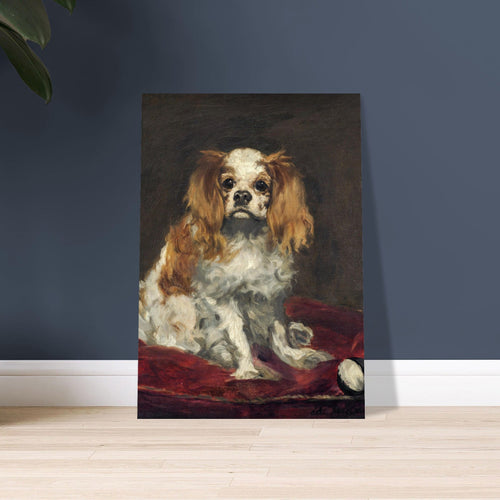 Artfulprints Poster met Lijst Edouard Manet - A King Charles Spaniel   - A4 21x29.7 cm - Bruin
