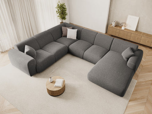 Cosmopolitan Design Panoramische hoekbank links Nolio 6-zits, chenille grijs - 252x342x72cm