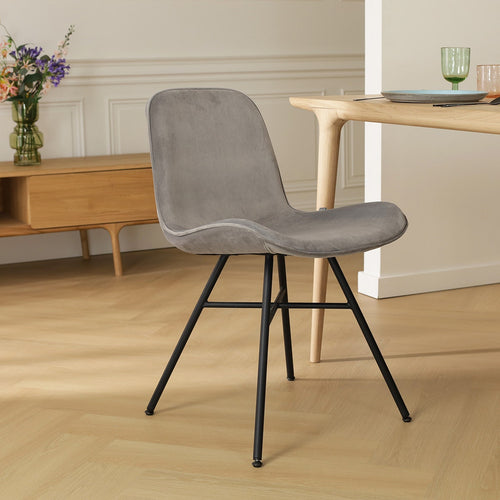 Nolon Noa-Fé Eetkamerstoelen Set van 2 - Velvet Grijs - Zwarte Poten - vtwonen shop