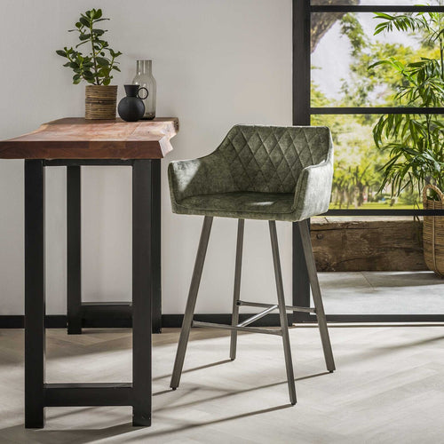 Giga Meubel Barstoel Nexus Met Armleuning - Groen Velvet