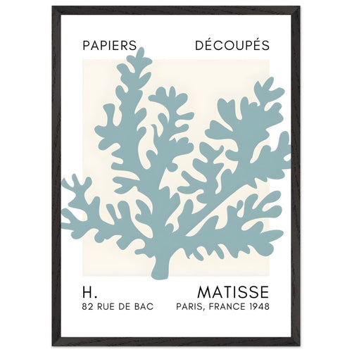 Artfulprints Poster met Lijst Matisse – Aqua bloom turquoise   - 50x70 cm - Turquoise