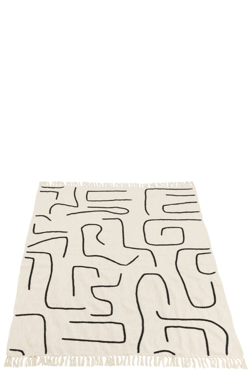 J-Line plaid Strepen/Bogen - katoen - wit/zwart - 180 x 130 cm - vtwonen shop