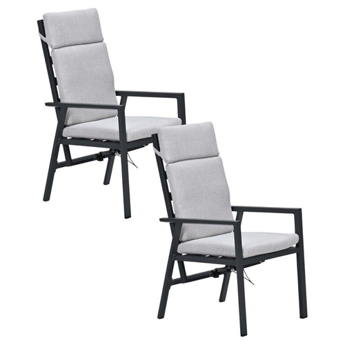 Garden Impressions Kasper tuinstoel verstelbaar donker grijs - 2 stuks