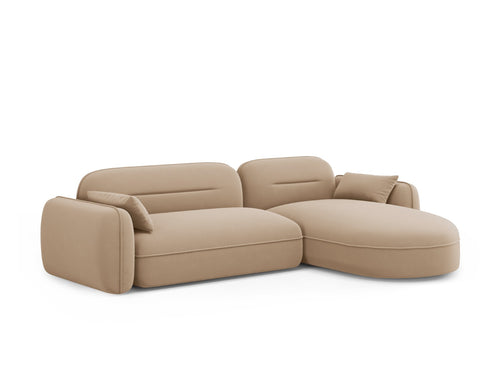 Cosmopolitan Design Modulaire hoekbank rechts Sydney 4-zits, flueel, zand - 165x275x70cm
