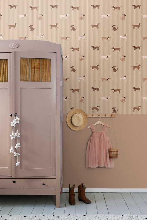 ESTAhome behang honden bruin - 50 x 900 cm - 131902