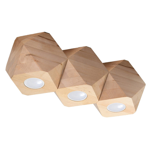 Sollux Lighting Plafondlamp WOODY 3 natuurlijk hout - 36x12x12cm