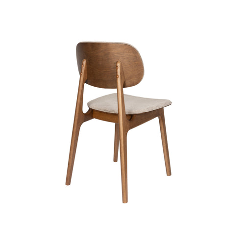 Dutchbone Marais Eetkamerstoelen Walnoot kleur/Beige - Set van 2