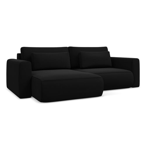 LaMiaSofa hoekbank links Perugia - velours - zwart - 240x149x82