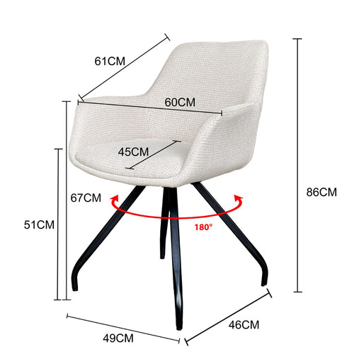 Livingfurn eetkamerstoel Duke beige - stof - set van2 - vtwonen shop