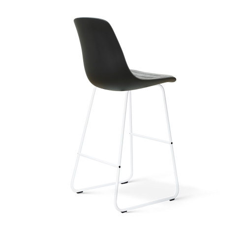 Nolon Nino-Liv barkruk zwart met zeegrijs zitkussen - wit onderstel - 75 cm - vtwonen shop