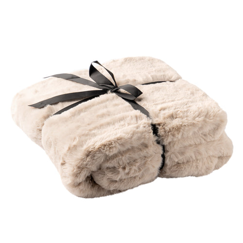 ZINZI - plaid 140x180 cm - bontlook - effen kleur - Pumice Stone - beige