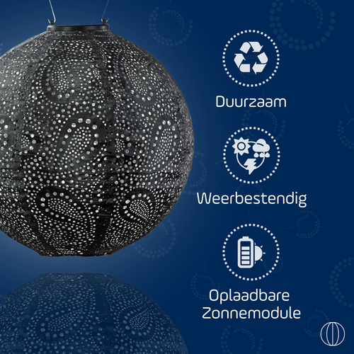Lumiz solar lampion - paisley rond - 30 cm - donkergrijs