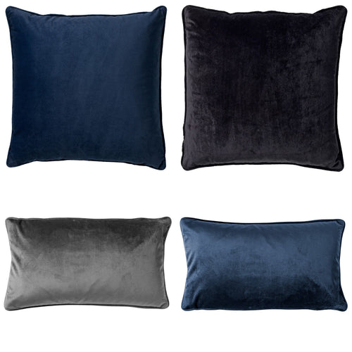 Dutch Decor - KUSSENSET - 4-delig - Matching Velvets - 45x45 cm en 30x50 cm - inclusief binnenkussens - blauw, zwart, grijs - vtwonen shop