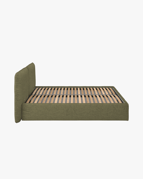 noo.ma gestoffeerd bed met opbergruimte, Earthy Green, lits-jumeaux